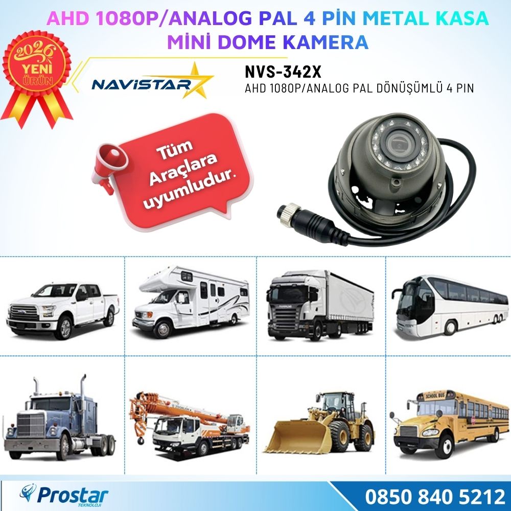Metal Kasa AHD 1080P/Analog Pal Mini Dome Araç Kamerası 4 Pin Aviation