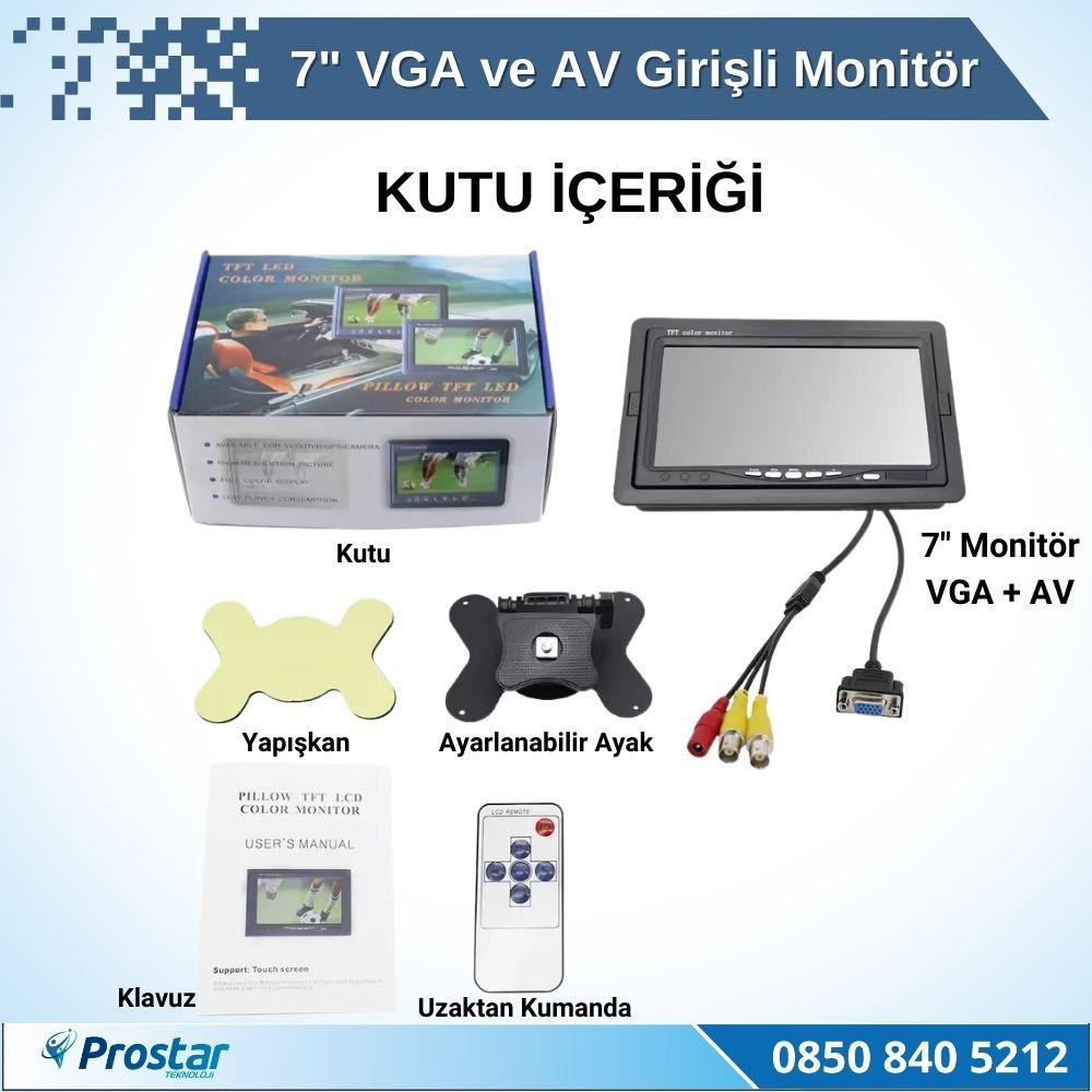 7" Vga Ve Av Girişli Araç Monitörü