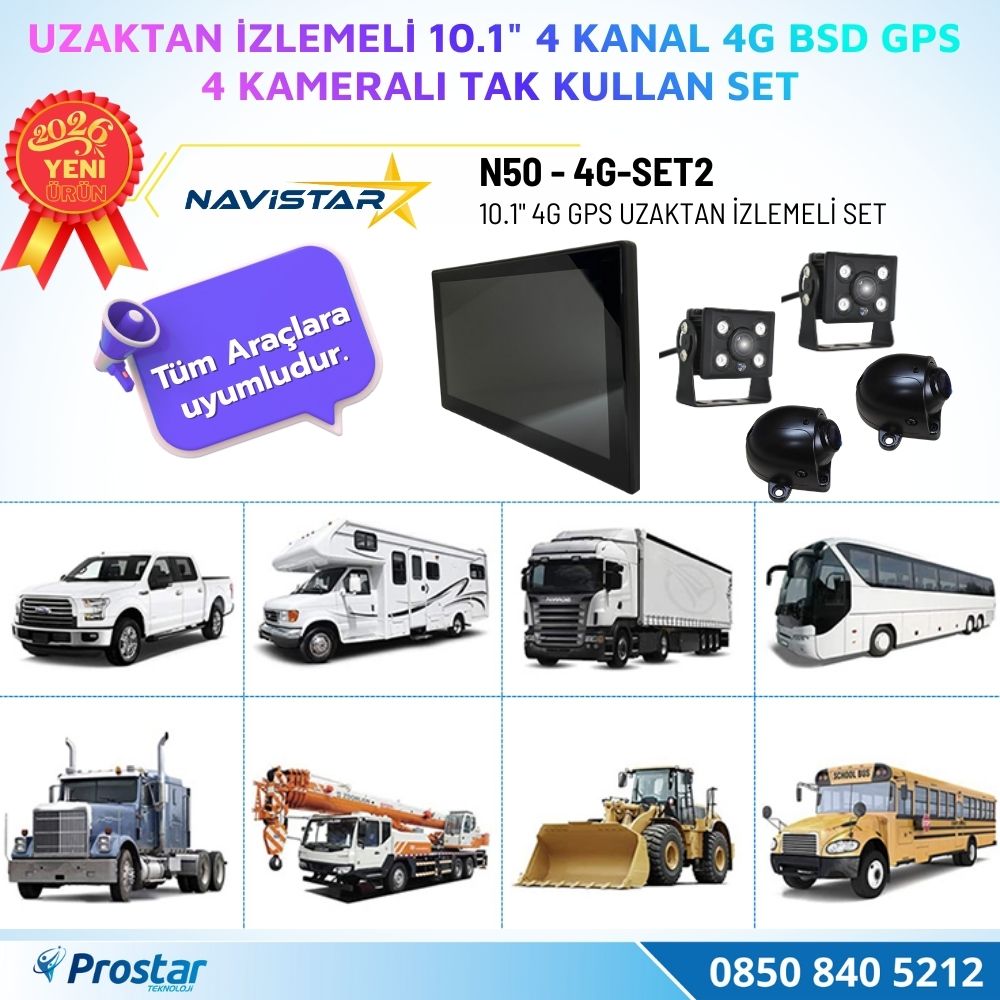 Uzaktan izlemeli 10 inç 4 Kanal 4G GPS BSD Kör Nokta Uyarı Sistemli IR Led Kameralı Profesyonel Araç Kamera Seti
