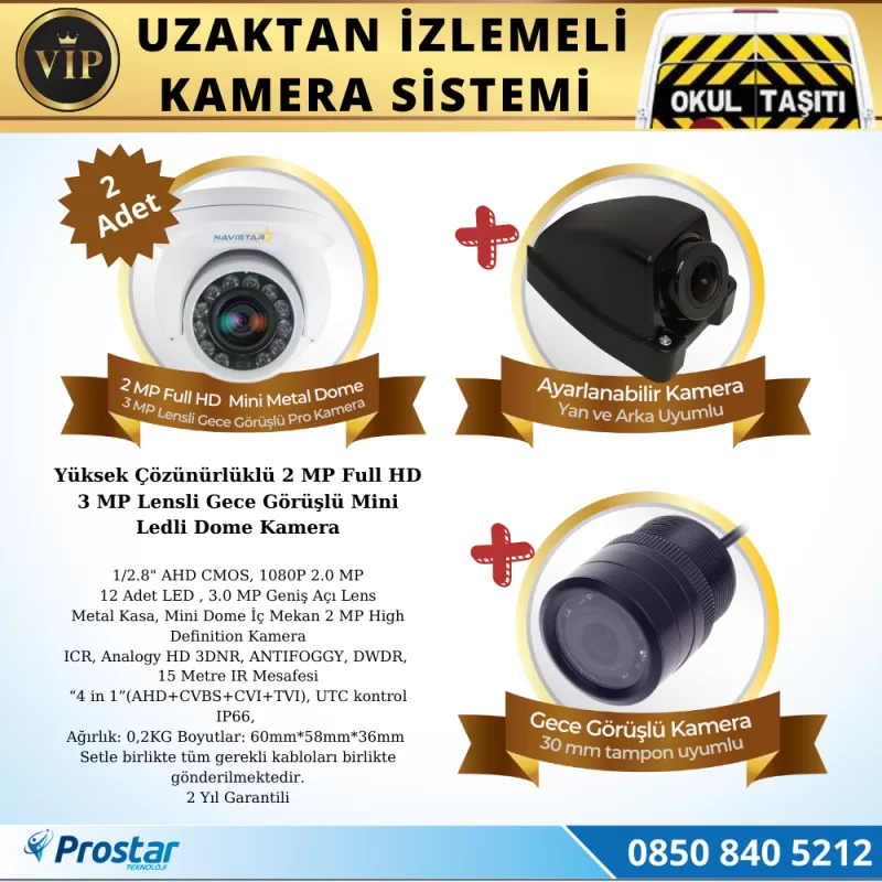 Profesyonel Servis Araç Kamera Seti 4 Kameralı Kayıtlı 320 Gb Harddiskli Tak Kullan Set — kod NvsVipSet320 — görsel 3