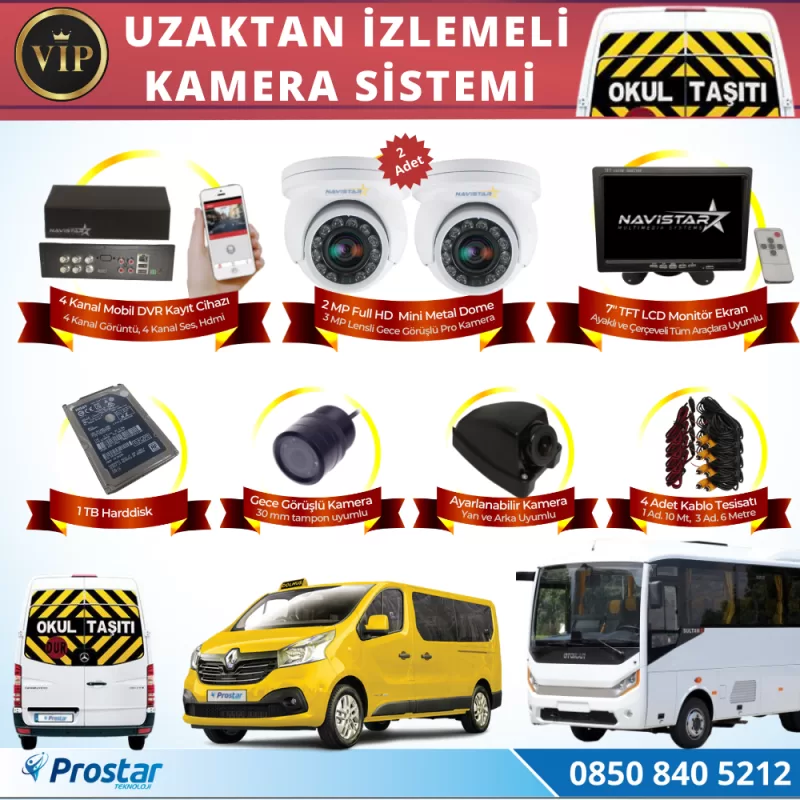Profesyonel Servis Araç Kamera Seti 4 Kameralı Kayıtlı 1 Tb Harddiskli Tak Kullan Set — kod NvsVipSet1TB