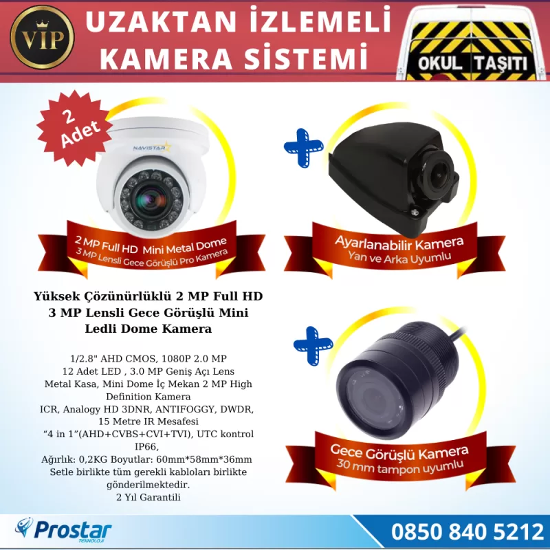Profesyonel Servis Araç Kamera Seti 4 Kameralı Kayıtlı 1 Tb Harddiskli Tak Kullan Set — kod NvsVipSet1TB — görsel 3
