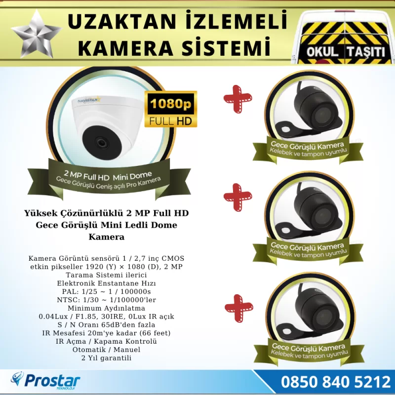 Okul Servis Kamera Sistemi Seti Uzaktan Izlemeli 4 Kameralı 7" Hdmi Monitör 320 Gb Harddisk Dahil — kod VipSet320Hdmi — görsel 3