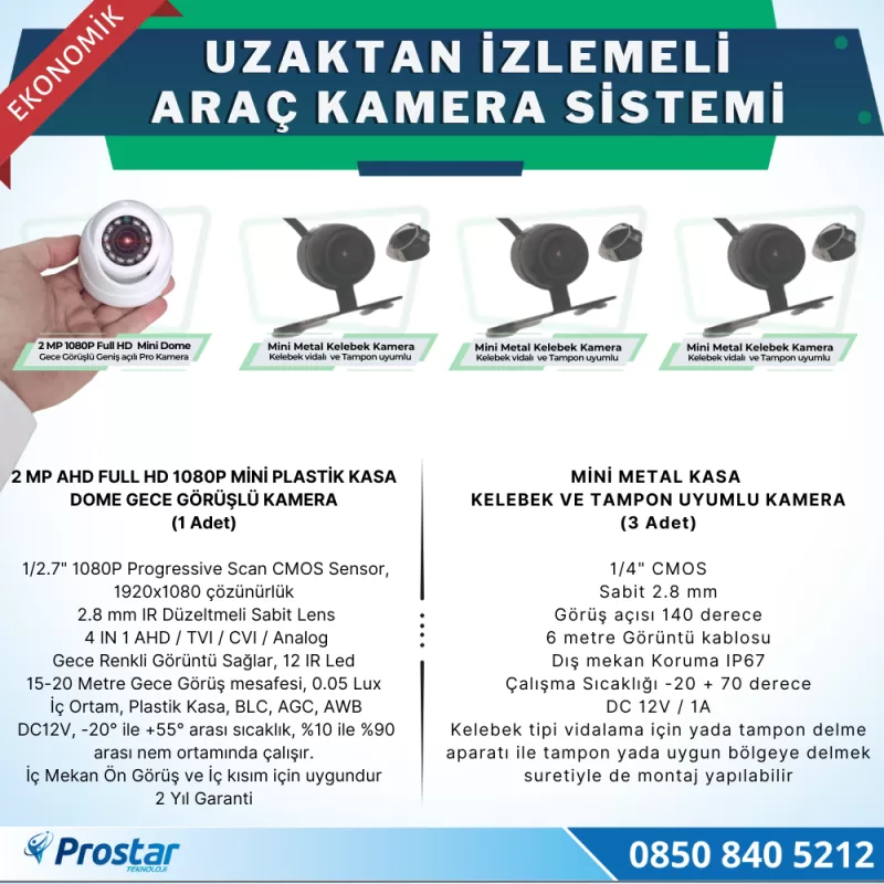 Ekonomik 4 Kameralı Kayıtlı 1 Tb Hdd 7 Inç Ekranlı Uzaktan İzlemeli Tak Kullan Set — kod NaviEkoSet1TB — görsel 3