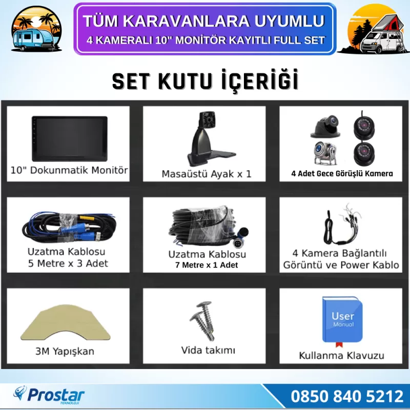 Kayıtlı Servis Okul Kamera Seti 4 Kameralı 10 Inç Dokunmatik Ekranlı 256 Gb Sd Destekli Tak Kullan — kod 2968S — görsel 7