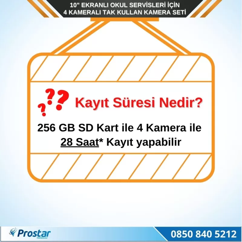 Kayıtlı 10" Dörde Bölünebilir 4 Kameralı Ahd 720P Okul Servisler Için Kamera Seti — kod 2970Servis — görsel 4