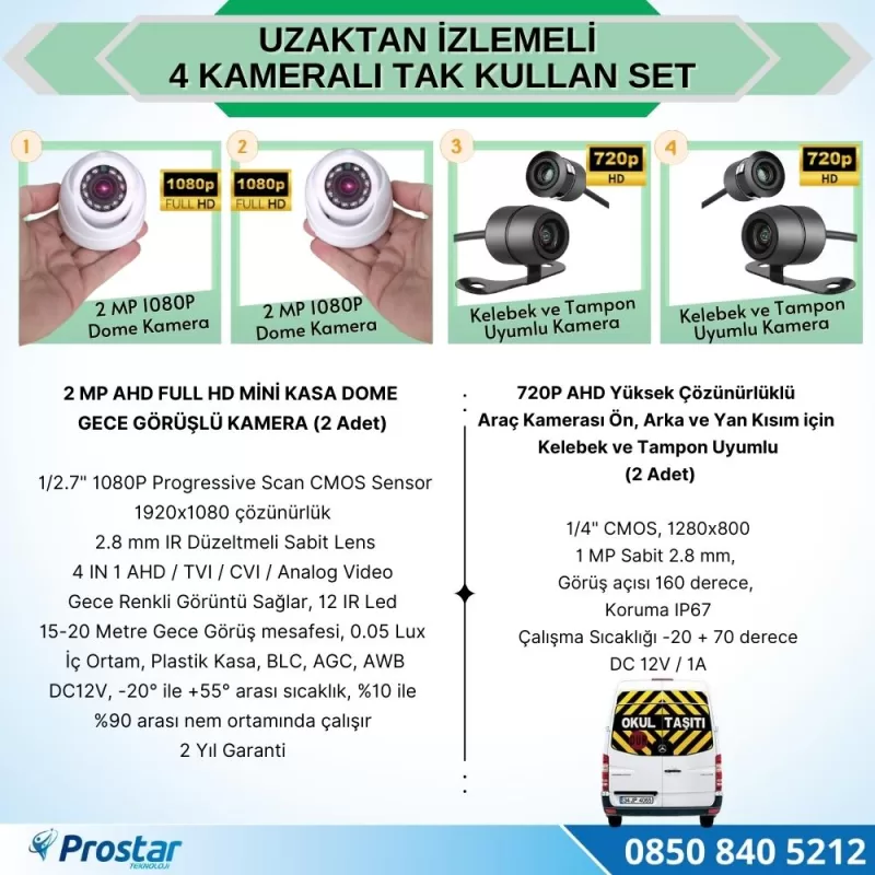 Uzaktan Izlemeli 4 Kameralı Wifi 4G 1 Tb Harddisk 7 Inç Ekranlı Araç Kamera Seti — kod Eko-1TBW-4G — görsel 3