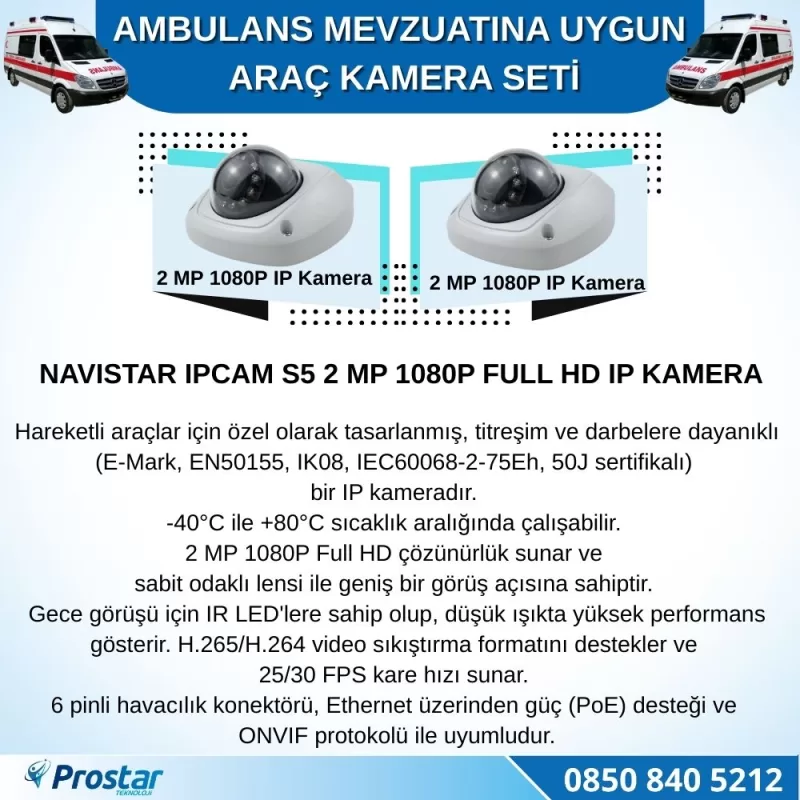 Ambulans Mevzuatına Uygun 2 Kameralı 8 Kanal Mobil NVR 1 TB 7 inç Monitörlü Tak Kullan Set — kod S9_Ambulans1TB — görsel 3