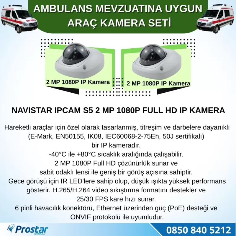 Ambulans Yönetmeliğine Uygun 2 Kameralı 8 Kanal Mobil NVR 500 GB  Tak Kullan Set — kod S9_Ambulans500_Set2 — görsel 3