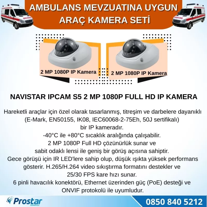 Ambulans Mevzuatına Uygun 1 TB 2 Kameralı 8 Kanal Mobil NVR Tak Kullan Set — kod S9_Ambulans1TB_Set2 — görsel 3
