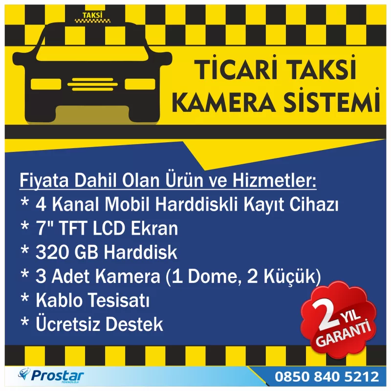 Ticari Taksi 3 Kameralı 320 Gb Harddisk Dahil Araç Kamera Seti — kod ProTic320 — görsel 3