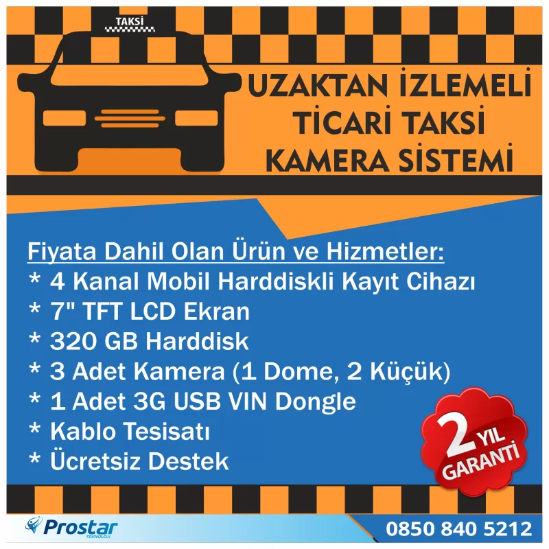 Ticari Taksiler Için Uzaktan İzlemeli Kamera Sistemi Seti — kod ProTic3G320 — görsel 3