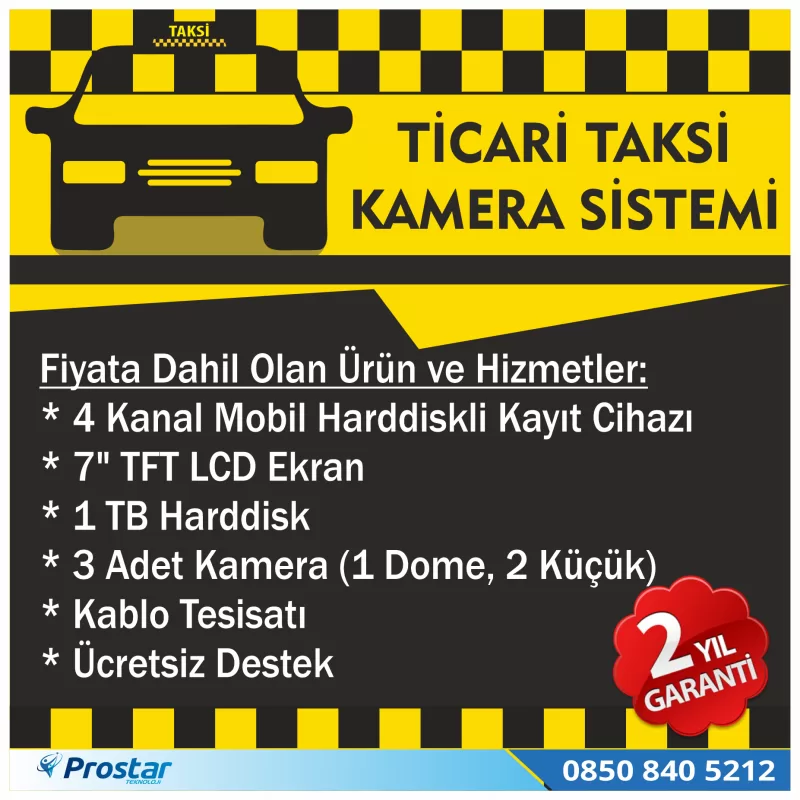 Ticari Taksiler Için 1 Tb Kayıtlı Kamera Sistemi Seti — kod ProTic1TB — görsel 3