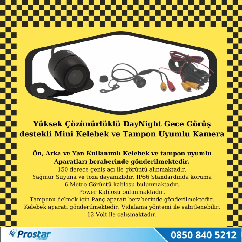 Ticari Taksi Kayıtlı Uzaktan Izlenebilir 2 Kameralı Tak Kullan Kamera Seti — kod NavistarTaxi320 — görsel 5