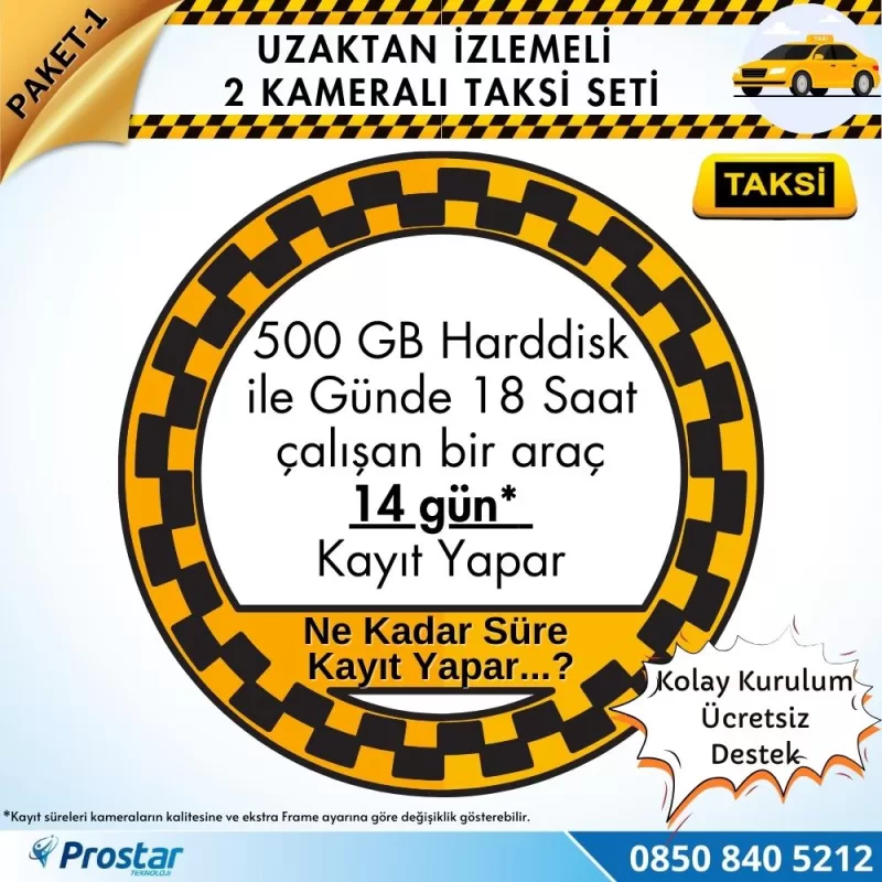 Taksi Kamera Seti 1 Uzaktan Izlemeli 2 Kameralı Wifi 500 Gb Harddisk Dahil — kod Taksi-1W — görsel 4