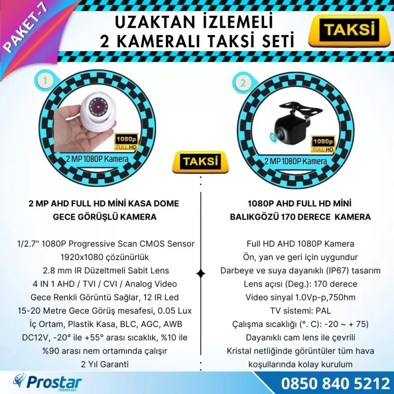 Taksi Kamera Seti 7 Uzaktan Izlemeli 2 Kameralı Wifi 4G 500 Gb Harddisk Dahil — kod Taksi-7W-4G — görsel 3