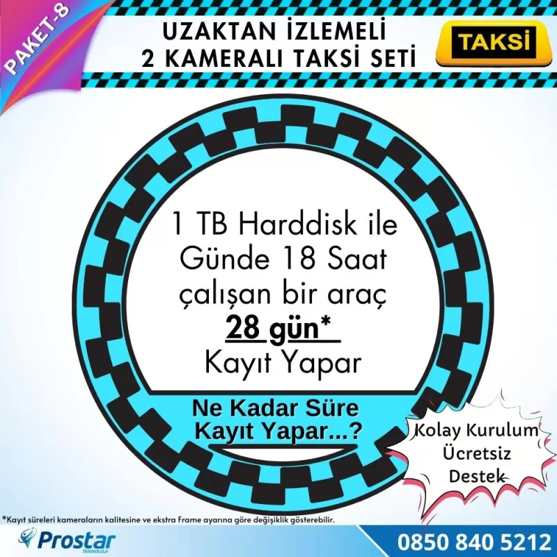 Taksi Kamera Seti 8 Uzaktan Izlemeli 2 Kameralı Wifi 4G 1 Tb Harddisk Dahil — kod Taksi-8W-4G — görsel 4