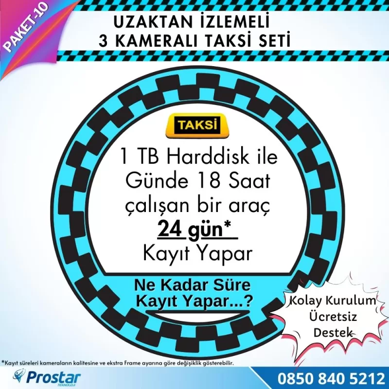 Taksi Kamera Seti 10 Uzaktan Izlemeli 3 Kameralı Wifi 4G 1 Tb Harddisk Dahil — kod Taksi-10W-4G — görsel 4