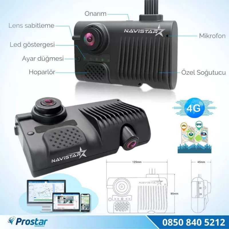 Uzaktan izlemeli 2 Kameralı Wifi GPS 4G Yapay Zeka destekli Akıllı Dashcam Taksi Kamera Sistemi — kod T12-S21 — görsel 4