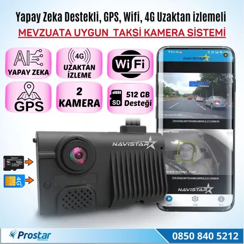 2 Kameralı 4G GPS WIFI Acil Durum butonu dahil Pratik Montaj Kamera Seti — kod MNVR_S6_2 — görsel 5