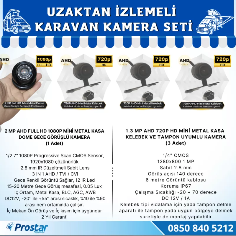 Uzaktan İzlemeli Karavan Kamera Seti 4 Kameralı 500 Gb Harddisk Dahil Kayıtlı 9 Inç Hdmi Ekranlı — kod KaravanSet2023-320 — görsel 3