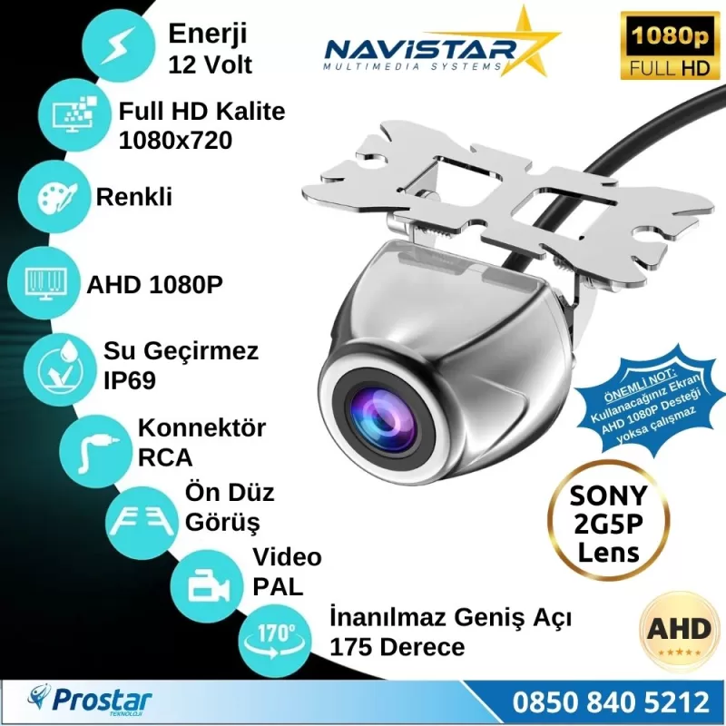 Navistar Ahd 1080P Sony 2G5P Balıkgözü 175 Derece Geniş Açılı Araç Geri Görüş Kamerası — kod NVS-1203 — görsel 2