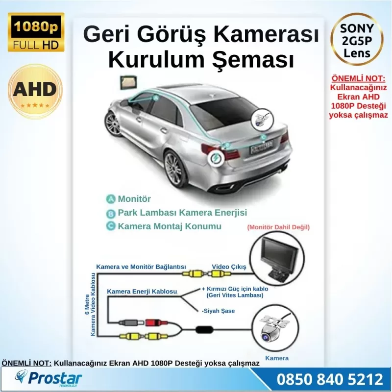Navistar Ahd 1080P Sony 2G5P Balıkgözü 175 Derece Geniş Açılı Araç Geri Görüş Kamerası — kod NVS-1203 — görsel 4