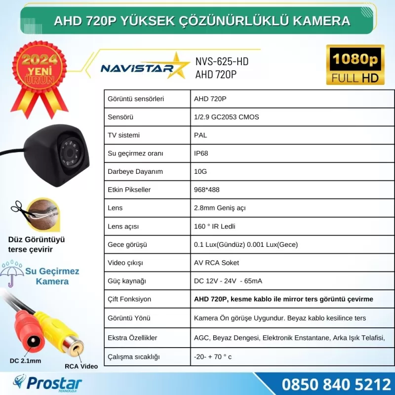 AHD 720P Metal kasa 3 MP Lensli Gece Görüşlü AV girişli HD Kamera — kod NVS-625-HD — görsel 4