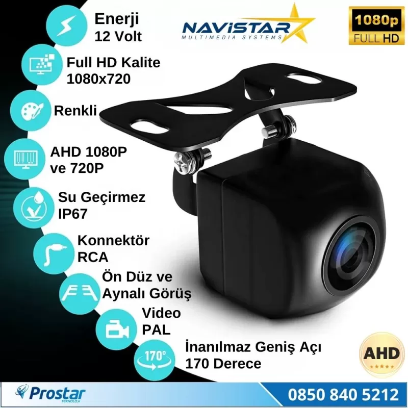Balıkgözü AHD 1080P ve 720P Çevirilebilir 170 Derece Geniş Açılı Geri Görüş Kamerası — kod NVS-170-FHD — görsel 3