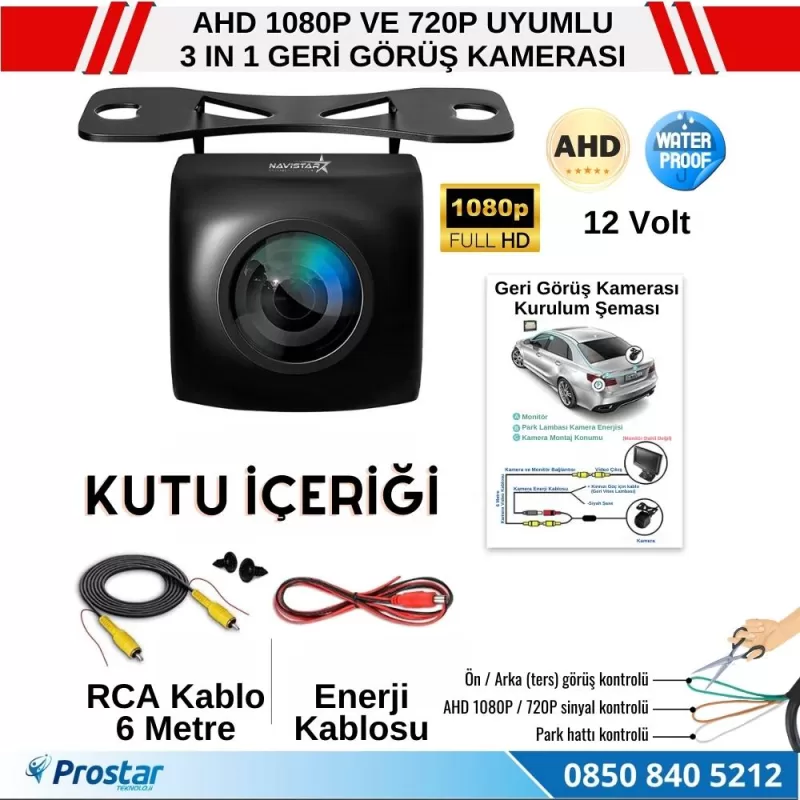 Balıkgözü AHD 1080P ve 720P Çevirilebilir 170 Derece Geniş Açılı Geri Görüş Kamerası — kod NVS-170-FHD — görsel 4