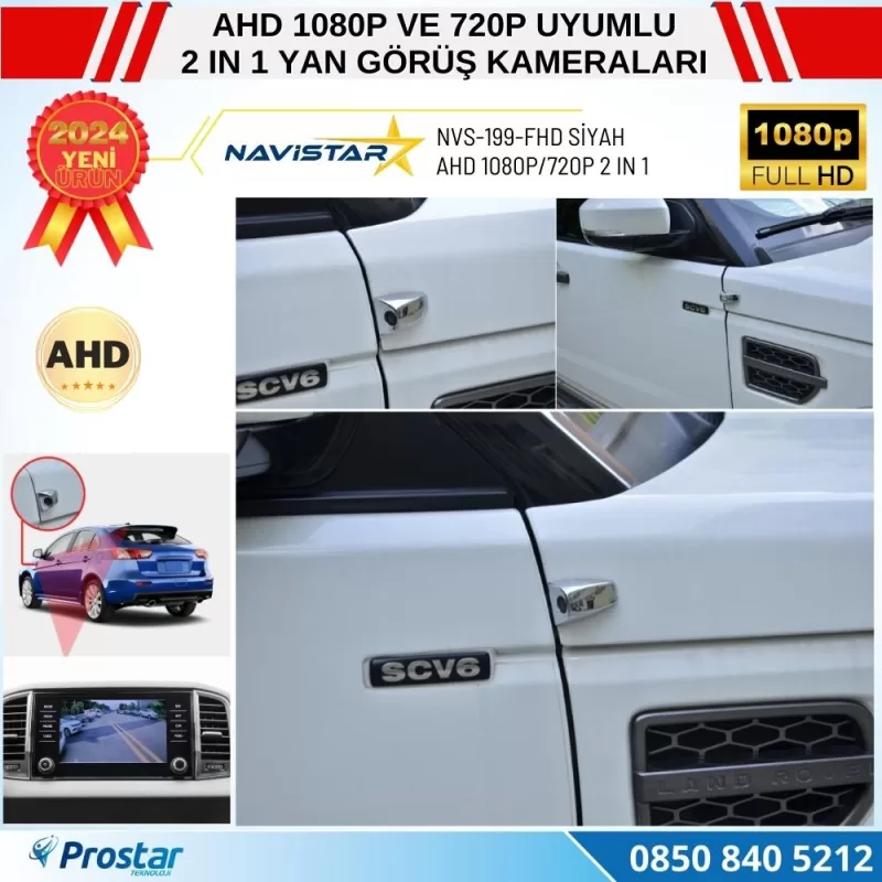 Yan Araç Kamerası AHD 1080P ve 720P Full HD Mini (Siyah) Özel Tasarım — kod NVS-199-FHD-Siyah — görsel 5