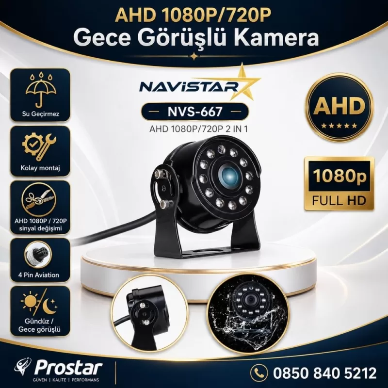 AHD 1080P/720P Yuvarlak tip Metal Kasa 11 Ledli Gece Görüşlü Kamera — kod NVS-667
