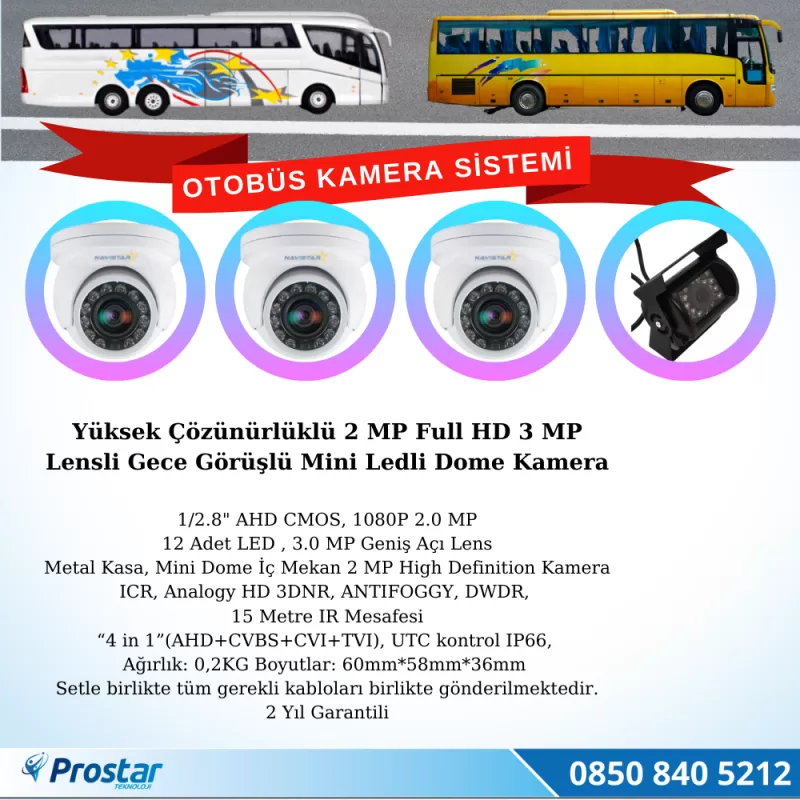 Otobüsler Için Kayıtlı 4 Kameralı 320 Gb Harddiskli Kamera Seti — kod NvsBus320 — görsel 3