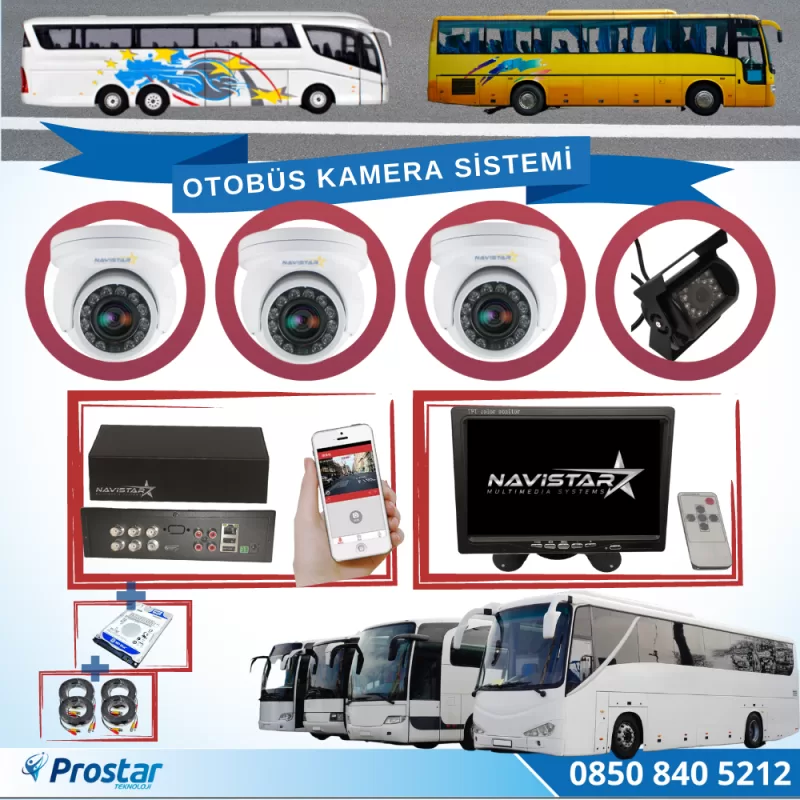 Otobüsler Için Kayıtlı 4 Kameralı 1 Tb Harddiskli Kamera Seti — kod NvsBus1TB