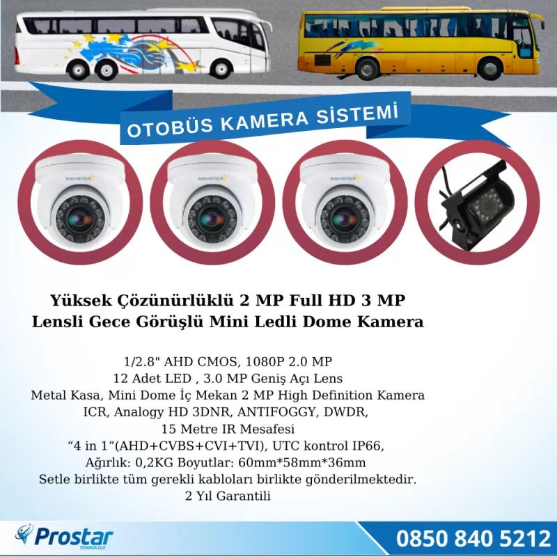 Otobüsler Için Kayıtlı 4 Kameralı 1 Tb Harddiskli Kamera Seti — kod NvsBus1TB — görsel 3