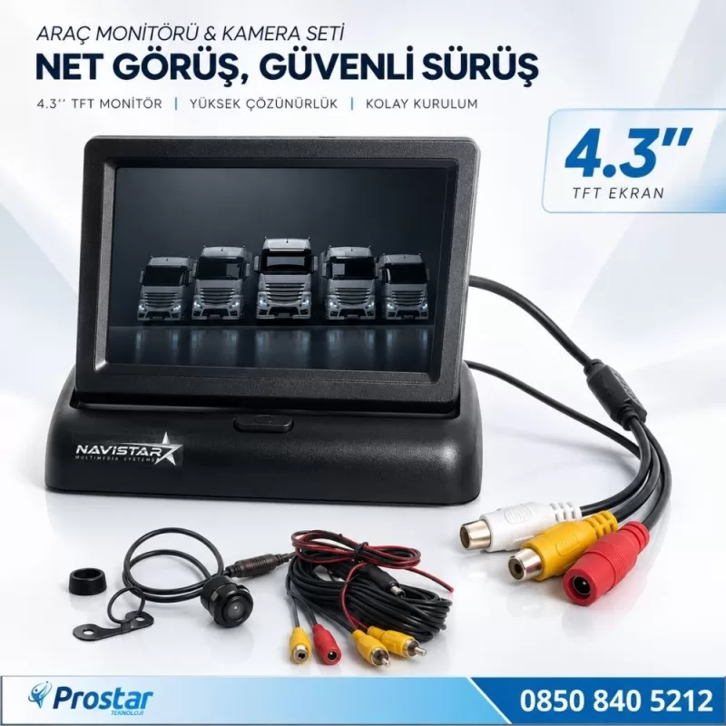 4.5 Inç Tft Lcd Araç Monitör Ekran + 1 Adet Geri Görüş Kamerası Dahil Set — kod 2696