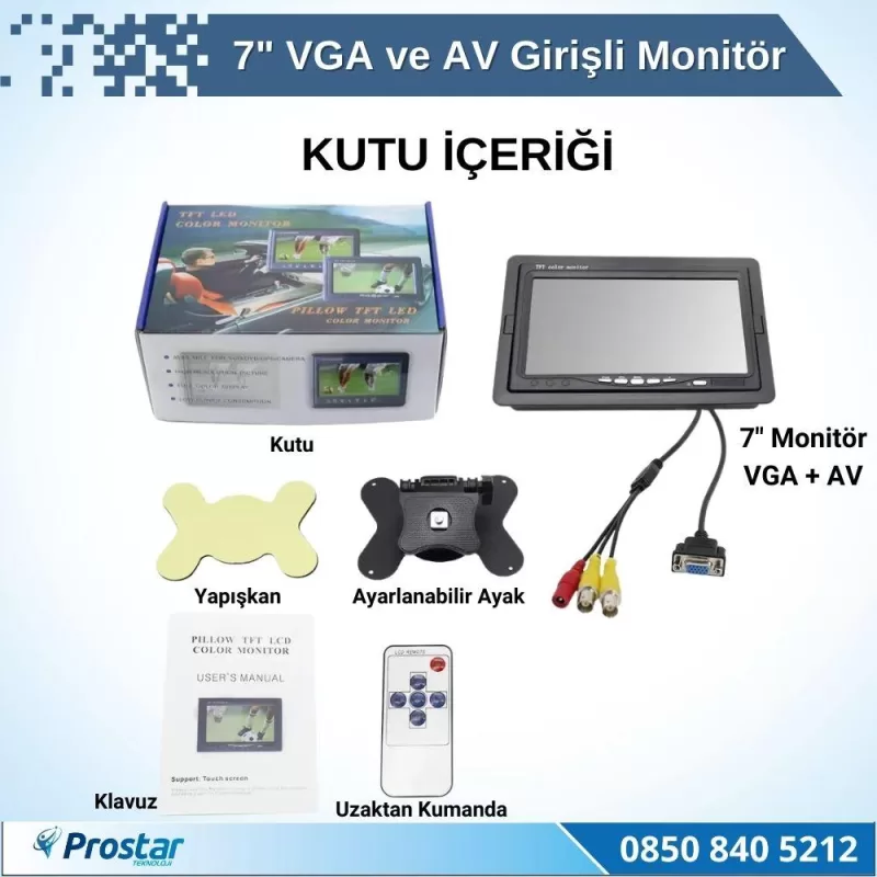 7" Vga Ve Av Girişli Araç Monitörü — kod NVS-7260VGA — görsel 4