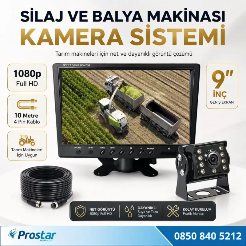 Traktör Balya Silaj Makinası Kamera Sistemi AHD 1080P Full HD Tak Kullan Pratik — kod NVS-969-1