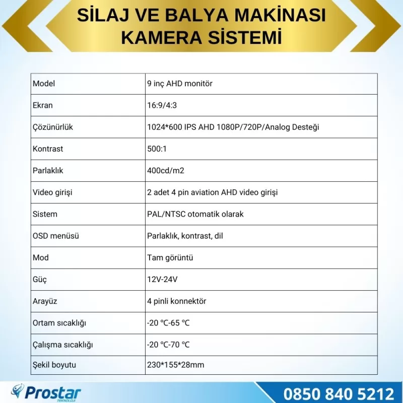 Traktör Balya Silaj Makinası Kamera Sistemi AHD 1080P Full HD Tak Kullan Pratik — kod NVS-969-1 — görsel 5