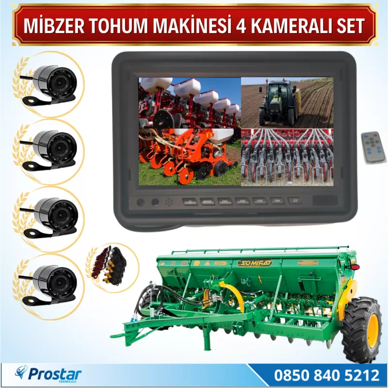 Mibzer Havalı Tohum Makinesi 4 Kameralı 7 Inç Monitörlü Araç Seti — kod 2617T