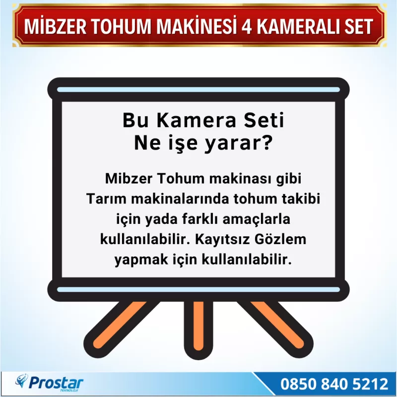 Mibzer Havalı Tohum Makinesi 4 Kameralı 7 Inç Monitörlü Araç Seti — kod 2617T — görsel 4