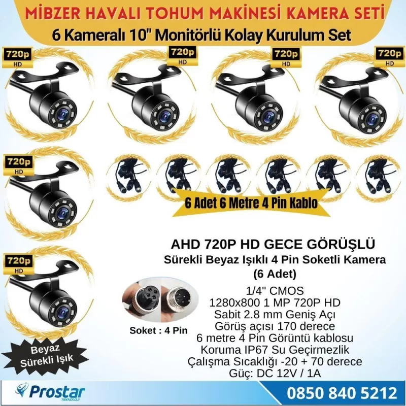 Mibzer için 6 Kameralı 10 Inç Monitör Altıya Bölen Kayıtlı 256 Gb Sd Kart Destekli — kod NVS-A8-6CH — görsel 3