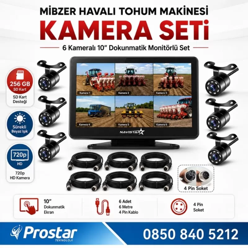 Mibzer için 6 Kameralı 10 inç Dokunmatik Monitör Altıya Bölen Kayıtlı 256 Gb Sd Kart Destekli — kod NVS-1069D-6MIBZER