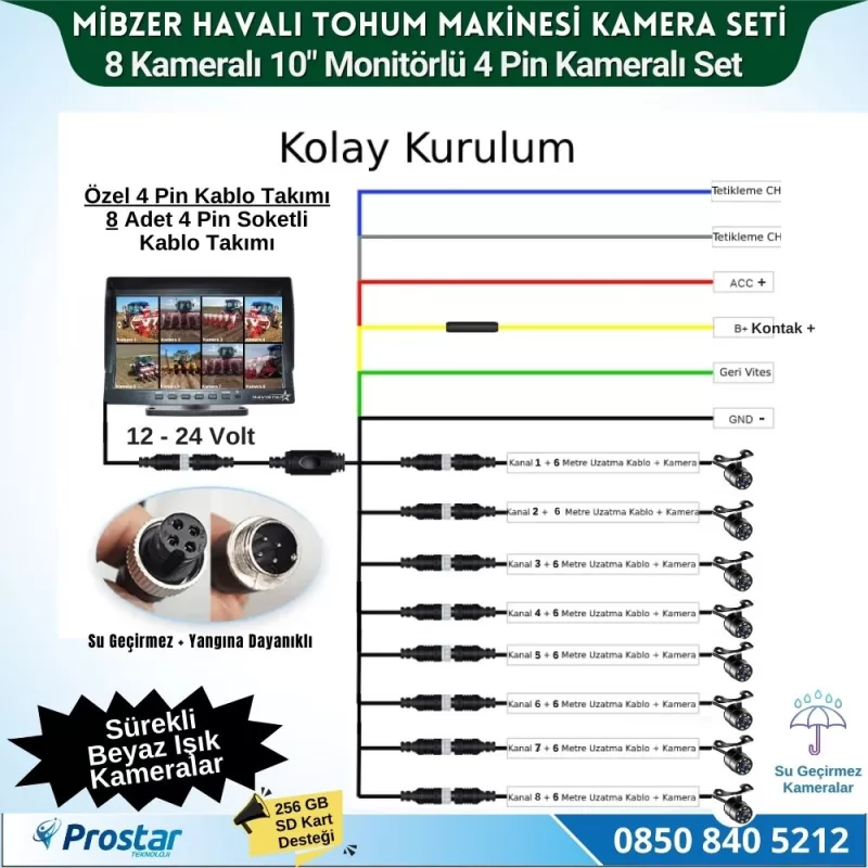 Mibzer için 8 Kameralı 10 inç Sekize Bölen Monitör Kayıtlı 256 Gb Sd Kart Destekli — kod NVS-1068SET — görsel 4