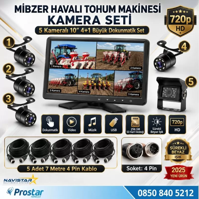 Mibzer için 4+1 Büyük Kameralı 10.36 inç Dokunmatik Monitör Beşe Bölen Kayıtlı 256 Gb Sd Kart Destekli — kod 1050D_Mibzer_2